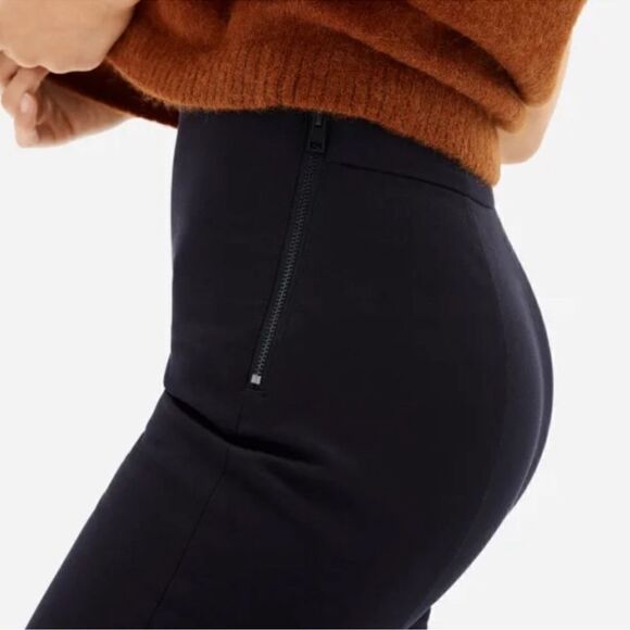 Everlane The Side Zip Stretch Cotton Pant Cropped Skinny Black 10 - Picture 2 of 8